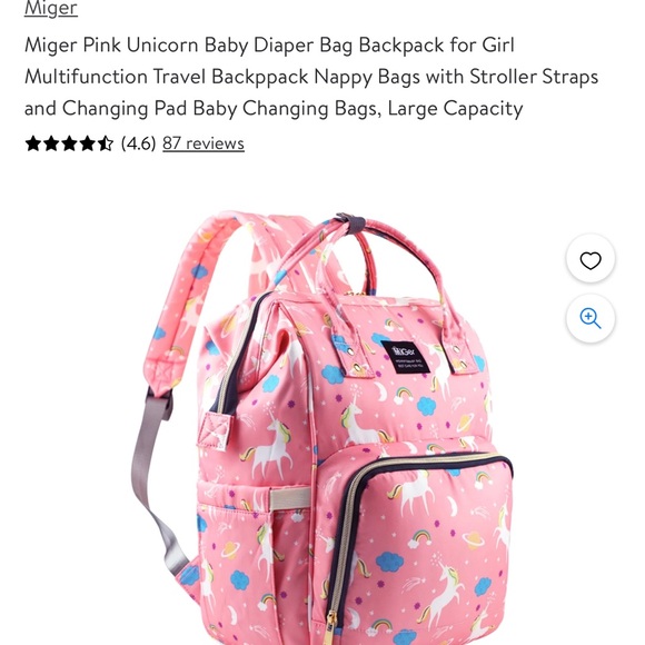 Diaper bag backpack multi compartments pockets double handle zip close - Picture 5 of 7